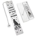CORNER LACE Paslanmaz çelik kitap ayracı hediye, kadınlar ve erkekler için metal kitap ayracı zarif hediye kutusu ile oyulmuş köpek/komik mektuplar meslektaşım arkadaş öğretmen sınıf arkadaşı kitap