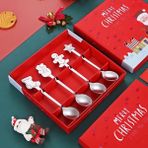 Corney Design Noel Yılbaşı 4'lü Kahve & Tatlı Kaşığı - Gümüş