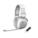 Corsair HS80 MAX kablosuz çoklu platform oyun kulaklığı, Bluetooth'lu - Dolby Atmos - yayın kalitesinde mikrofon - iCUE uyumlu - PC, Mac, PS5, PS4, Mobile - Beyaz