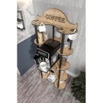 CORTADO Kahve Köşesi – Retro Tasarımlı Ceviz Renkli Ahşap İstasyonu, MDF Malzemeden Dayanıklı 3 Katlı Raflı Organizer, Şık ve Dekoratif Kahve Alanı (Meşe)
