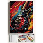 Corvo Sayılarla Boyama Çerçeveli Hobi Seti Numaralı Tuval Fırça Boya Dahil Kasnaklı 40X50 cm Gitar