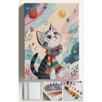 Corvo Sayılarla Boyama Çerçeveli Hobi Seti Numaralı Tuval Fırça Boya Dahil Kasnaklı 40X50 cm Kış ve Kedi