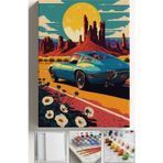 Corvo Sayılarla Boyama Çerçeveli Hobi Seti Numaralı Tuval Fırça Boya Dahil Kasnaklı 40X50 cm Retro Araba