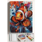 Corvo Sayılarla Boyama Hobi Seti Çerçeveli Numaralı Tuval Fırça Boya Dahil Kasnaklı Turuncu Balık 40X50 Cm