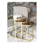 Cos.kim Milas C Zigon Sehpa Gold Eskitme Rengi Bronz Cam