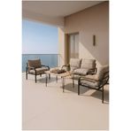 Cos.kim Milda Metal Bahçe Balkon Mobilyası Koltuk Takımı Çay Seti Güneşe Dayanıklı Kumaş 2+1+1 - VİZON