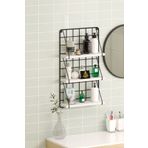 Cosargroup 3 Katlı Dekoratif Duvar Rafı Metal Banyo Rafı Banyo Makyaj Organizer Ahşap Raf Düzenleyici Beyaz