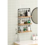 Cosargroup 3 Katlı Dekoratif Duvar Rafı Metal Banyo Rafı Banyo Makyaj Organizer Ahşap Raf Düzenleyici Çam