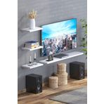 Cosargroup 4lü Iskandinav Tarzı Bohem Rafı Salon Dekorasyonu 4'lü Beyaz Uçan Duvar Rafı Tv