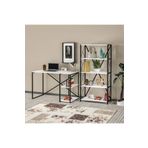 Cosargroup 5 Raflı Metal Kitaplık Ve Çalışma Masası Set Beyaz