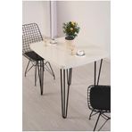Cosargroup Beyaz Mermer Desen 70x80 cm ferforje Tel Ayak Ahşap Tek Masa