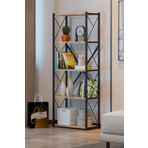 Cosargroup Metal Kitaplık 5 Raflı Çok Amaçlı Dosya Kitap Rafı Ofis Salon Raf 150 Cm Ceviz