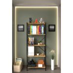 Cosargroup Metal Kitaplık 5 Raflı Kitaplık Dosya Kitap Rafı Ofis Ev Rafı Kitap Raf Ceviz