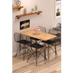 Cosargroup Yemek Masa Takımı Mutfak Masası Cafe Masası 4 Adet Tel Sandalye 1 Adet Masa 60x120 Atlantik Çam