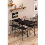 Cosargroup Yemek Masa Takımı Mutfak Masası Cafe Masası 4 Adet Tel Sandalye 1 Adet Masa 60x120 Siyah Bendir