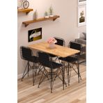 Cosargroup Yemek Masa Takımı Mutfak Masası Sırt Minderli 4 Adet Tel Sandalye 1 Adet Masa 60x120 Çam