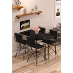 Cosargroup Yemek Masa Takımı Mutfak Masası Sırt Minderli 4 Adet Tel Sandalye 1 Adet Masa 60x120 Siyah