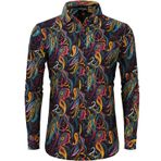 COSAVOROCK Erkek 70'ler Hippi Gömlek Çirkin Paisley Hippy Fantezi Elbise Funky Günlük Gömlek XL
