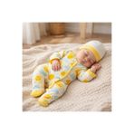 COŞAY BEBE Güneş Desenli Kız Erkek Bebek Tulum – Organik Pamuklu , Çıtçıtlı, Patikli – Günlük & Uyku Tulum