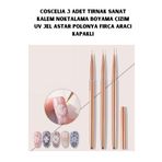 Coscelia 3 Adet Tırnak Sanat Kalem Noktalama Boyama Çizim Uv Jel Astar Polonya Fırça Aracı kapaklı