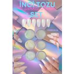 Coscelia Nail Art İnci Tozu & 6 Farklı Yansımalı 6 Adet Tırnak Bakım Süsleme Set