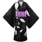 COSDREAMER Erkek Kadın Japon Yukata Kimono Robe Kostüm Japon Kimono Robe, Siyah Mor, XXL
