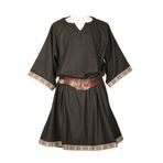 COSDREAMER Erkek Ortaçağ Viking Tunik LARP Şövalye Savaşçı Rönesans Gömlek Korsan Cosplay Kostüm Kemersiz, siyah, XL