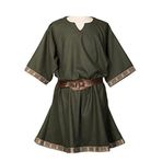 COSDREAMER Erkek Ortaçağ Viking Tunik LARP Şövalye Savaşçısı Rönesans Gömlek Korsan Kostümü Kemersiz (Yeşil, XXL)