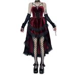 COSDREAMER Kadın gotik dantel kayma elbise Vintage Punk kadife elbise kolsuz A-Line Goth giyim, kırmızı, S