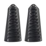 Cosfan Deri Kol Eldiveni Viking Bracer Deri Bileklik Ortaçağ Kostümü Erkek Geniş Şövalye Manşetleri Viking Okçuluk Muhafızları LARP için, Siyah, One Size