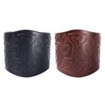 Cosfan Deri Zırh, Ortaçağ Bileklikleri Viking Bilek Koruyucu Thor'un Çekiç Deri Bileklikler Geniş Manşet Okçuluk LARP Kostümü, Kahverengi Siyah, One Size