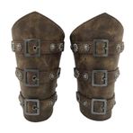 Cosfan Ortaçağ Kol Korumaları Toka Deri Zırh Retro Bilek Eldiveni Viking Pantolon Askısı Kol Manşet LARP Okçuluk Kostüm Aksesuarları, Bronz, One Size