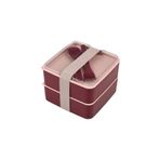 Cosiness Double Kare Iki Katlı Lunch Box Beslenme Saklama Kutusu - Bordo