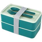 Cosiness Jumbo Dikdörtgen Iki Katlı Lunch Box Beslenme Saklama Kutusu - Yeşil