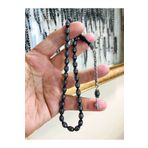 COŞKUN OLTUTAŞI & GÜMÜŞÇÜLÜK Kehribar Tesbih Yoğun Gümüş İşlemeli 6.5x9.5 mm Oval Kesim Siyah Kehribar Tespih