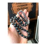 COŞKUN OLTUTAŞI & GÜMÜŞÇÜLÜK Orijinal Oltu Taşı Tesbih Firüze Ve Gümüş Işlemeli Gümüş Püsküllü Erzurum Oltutaşı Tespih