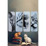 Cosmic Store Sevimli Kedi Figürlü Kitap Ayracı 4'lü Set | Gerçekçi Detaylı Kabartma Dokulu Hayvan Severlere Özel