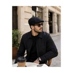 CosmoOutlet Erkek Siyah London Flat Model Yazlık Kumaş Arkası Lastikli Şık ve Modern Kasket Şapka