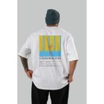 Cosmopolitan Kokteyl Serisi Arka Baskılı Oversize T-Shirt Erkek Kadın %100 Pamuk Bisiklet Yaka Tişort - Beyaz - XL