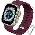 Cosmostech Akıllı Saat Watch için Uyumlu 42MM 44MM 45MM 49MM 1/2/3/4/5/6/se/7/8/ultra Akıllı Saat Silikon Kordon ve Kayışı Bordo