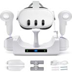 Cosmostech Meta Quest 3/3s Uyumlu Şarj Istasyonu – Vr Gözlük & Kumanda Şarj Standı, Duvar Montajlı Dock - Beyaz