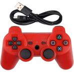 Cosmostech P3 Doubleshock PS3 Playstation 3 için Uyumlu Kablosuz Titreşimli Oyun Kolu Gamepad Joystick Controller Kırmızı
