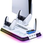 Cosmostech Ps5 Pro/Slim/Fat Playstation 5 Standart CD ve Dijital Sürüm Uyumlu RGB-LED Göstergeli Sd-66 Cooling Soğutuculu Fanlı ,Controller Şarjlı stand