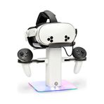 cosmostech VR Stand Şarj Dock RGB Işıklı Stand | Meta Quest 3S / Quest 3 / Quest 2 Uyumlu VR Gözlük ve Kontrolcü Tutucu