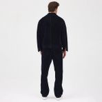 Cosplay Erkek Kadife Denim Flok Ceket - Lacivert - Dropsuz - 2XL