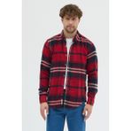 Cosplay Erkek Kalın Flanel Oduncu Gömlek - Geniş Kareli, Cepsiz, Kışlık Uzun Kollu Overshirt - Kırmızı