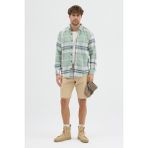 Cosplay Erkek Kalın Flanel Oduncu Gömlek - Geniş Kareli, Cepsiz, Kışlık Uzun Kollu Overshirt - Mint
