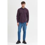 Cosplay Erkek Pitikare Melanj Desenli Regular Fit Uzun Kollu Gömlek - 03R-Bordo