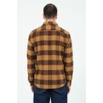 Cosplay Erkek Rahat Kesim Ekose Oduncu Flanel Gömlek - Kalın %100 Pamuk Çift Cep Kışlık - Açık Kahverengi - Hardal - 2XL