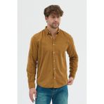 Cosplay Erkek Relax Fit Kadife Uzun Kollu Gömlek - 2XL - Hardal